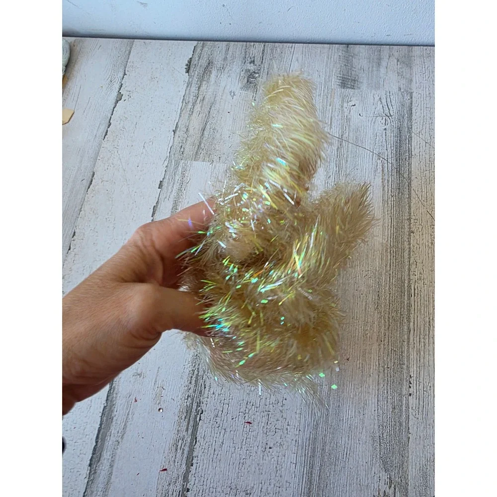 Vintage iridescent Garland yellow off-white Xmas tree tinsel